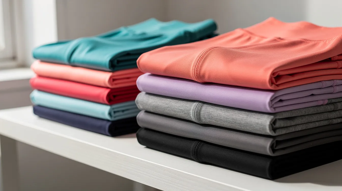 Premium folded activewear in different colours and technical fabrics