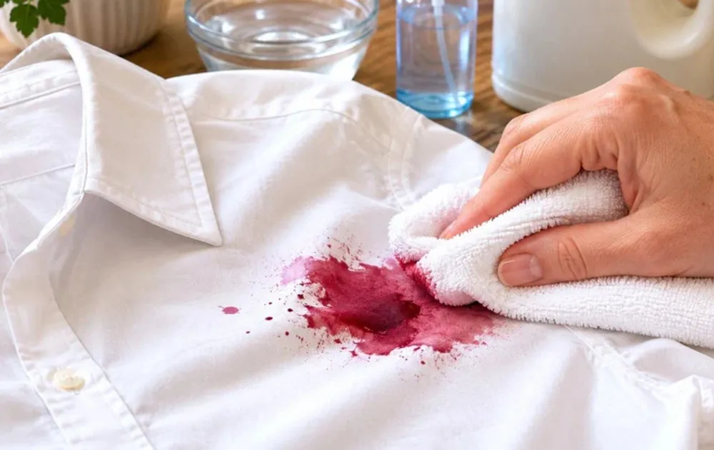 A fresh red wine spill looks dramatic, but quick blotting and careful rinsing can prevent it from becoming a permanent mark.