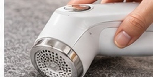 A fabric shaver being used on a knitted surface