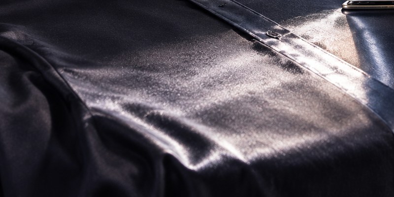 A glossy sheen on a navy shirt after ironing